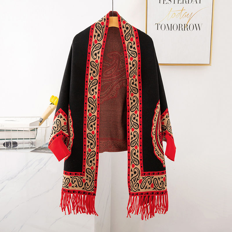 Aztec Pasley Unique Patern Shawl Poncho with arm holes > Scarves